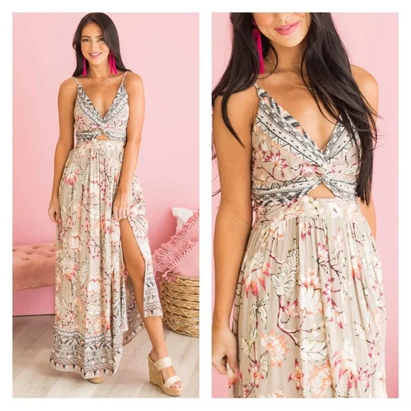 Angie | Dresses | Nwt Angie Clothes Boho Floral Cutout Long Maxi Dress |  Poshmark
